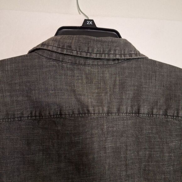 A Wrangle Men's Denim Western Shirt Pearl Snap Rancher Rodeo Chore Size XL - Picture 9 of 10